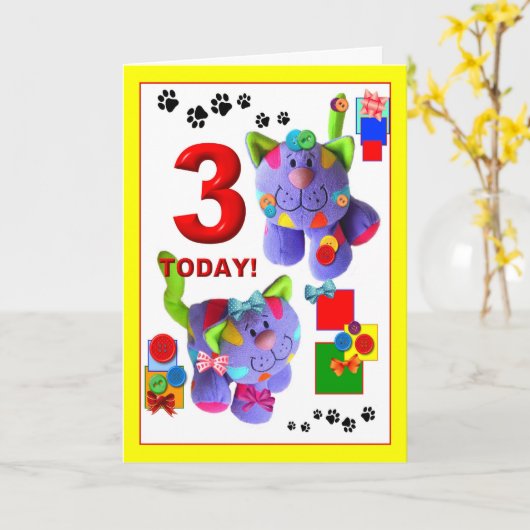 derde. Verjaardag Kaart (Gele Bloem)