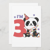 Derde verjaardag Panda voor kinderen 3 jaar Invita Kaart (Voorkant / Achterkant)