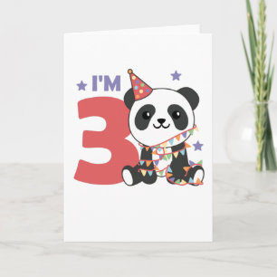 Derde verjaardag panda voor kinderen 3 jaar kaart