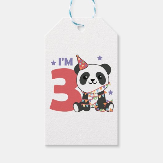 Derde verjaardag Panda voor kinderen 3 jaar Label Cadeaulabel (Voorkant)
