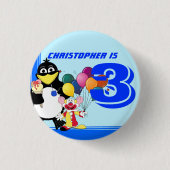 Derde verjaardag ronde button 3,2 cm (Voorkant)