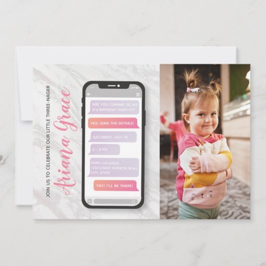 Derde verjaardag van 3-jarig meisje van 3-jarige l kaart (Voorkant)