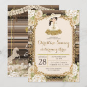 Derde verjaardag van bruin en gouden Mexicaans mei Kaart (Voorkant / Achterkant)