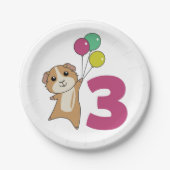 Derde verjaardag van Cavia's Borden Papieren Bordje (Voorkant)