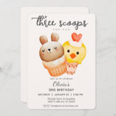 Derde verjaardag van crème kaart (Voorkant / Achterkant)