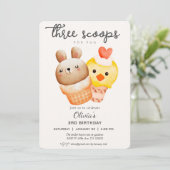 Derde verjaardag van crème kaart (Staand voorkant)