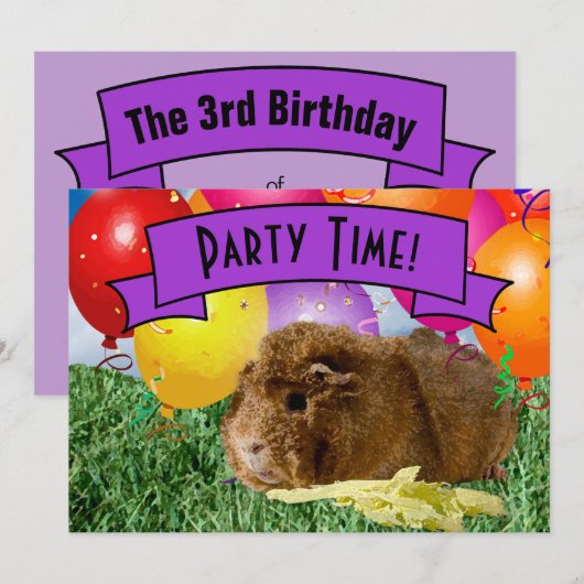 Derde verjaardag van de Cavia van de derde verjaar Kaart (Voorkant / Achterkant)