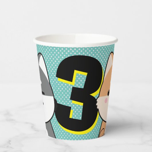 Derde verjaardag van de Cute Shiba Inu Puppy Angel Papieren Bekers (Links)