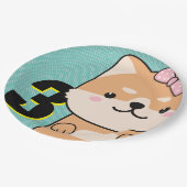 Derde verjaardag van de Cute Shiba Inu Puppy Angel Papieren Bordje (Gekanteld)