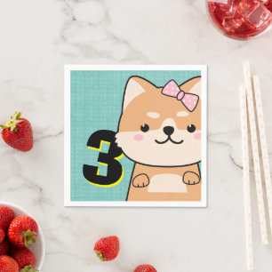 Derde verjaardag van de Cute Shiba Inu Puppy Angel Servet