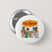 Derde verjaardag van de dieren ronde button 5,7 cm (Voorkant /achterkant)