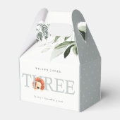 Derde verjaardag van de Elegant Cute Lion Foliage Bedankdoosjes (Achterkant)