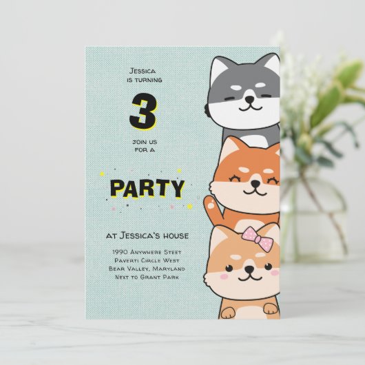 Derde verjaardag van de Schuif in een driejarig Kaart (Staand voorkant)