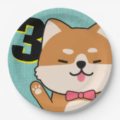Derde verjaardag van de Schute Shiba Inu Puppy Aik Papieren Bordje (Voorkant)
