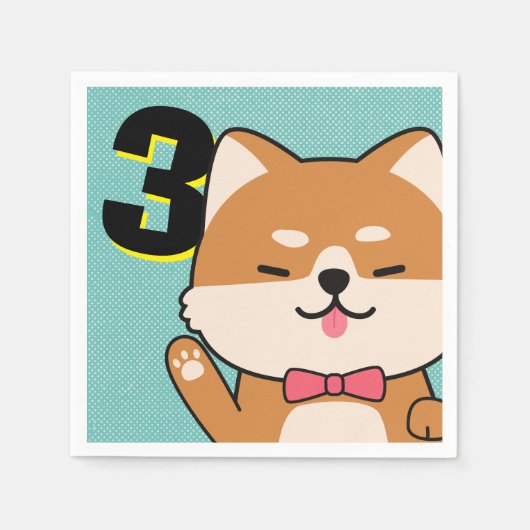 Derde verjaardag van de Schute Shiba Inu Puppy Aik Servet (Voorkant)