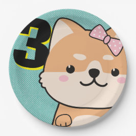 Derde verjaardag van de Schute Shiba Inu Puppy Yuk Papieren Bordje