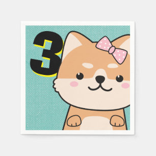 Derde verjaardag van de Schute Shiba Inu Puppy Yuk Servet