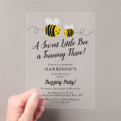Derde verjaardag van de zoete kleine honingbijen acryl uitnodigingen (Insitu (Draagbaar))