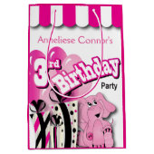 Derde verjaardag van het meisje medium cadeauzakje (Voorkant)