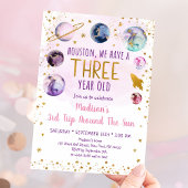 Derde verjaardag van het roze ruimtescheidingsmeis kaart