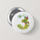 Derde verjaardag van landbouwhuisdieren ronde button 5,7 cm (Voorkant /achterkant)