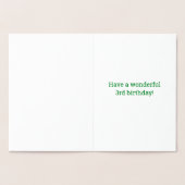 Derde verjaardag - Vet "3 JAAR OUD"! Gold Foil Kaa Folie Kaarten (Binnen)