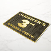 Derde verjaardag: Vet, Faux-Hout-patroon Folie Uitnodiging (Gedraaid)