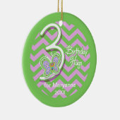 Derde verjaardag vlinder — Aangepaste naam Keramisch Ornament (Rechts)