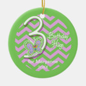 Derde verjaardag vlinder — Aangepaste naam Keramisch Ornament (Voorkant)