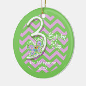 Derde verjaardag vlinder — Aangepaste naam Keramisch Ornament (Links)