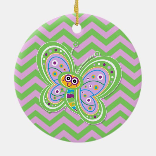 Derde verjaardag vlinder — Aangepaste naam Keramisch Ornament (Achterkant)