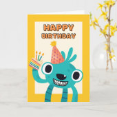 Derde verjaardag voor kinderen met creatieve Kaart (Gele Bloem)