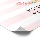 Derde verjaardag Welkomstteken Roze Waterverf Flor Poster (Hoek)