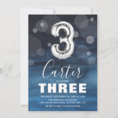 Derde verjaardag Zilveren Ballon | Blauwe Partij Kaart (Voorkant)