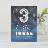 Derde verjaardag Zilveren Ballon | Blauwe Partij Kaart (Staand voorkant)