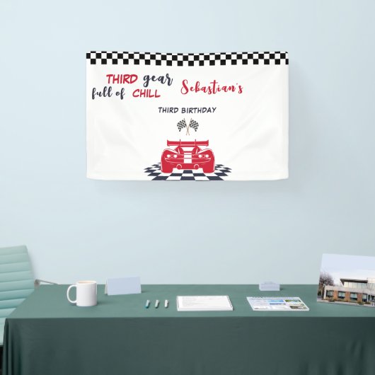 Derde versnelling vol met chill derde kinderverjaa spandoek (Beurs)