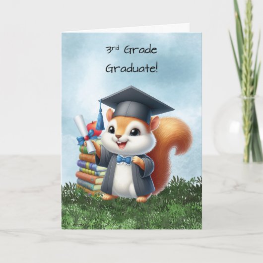Derdegraads Afstuderen Boy Eekhoorn Gefeliciteerd Kaart (Voorkant)