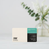 Derden - wit, Turquoise en zwart (crème) Visitekaartje (Staand voorkant)