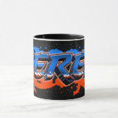 Derek Vorname Name Graffiti blue orange Tasse Mok (Midden)