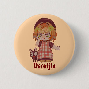 Deretjie, spakenburg meisje. Chibi Ronde Button 5,7 Cm