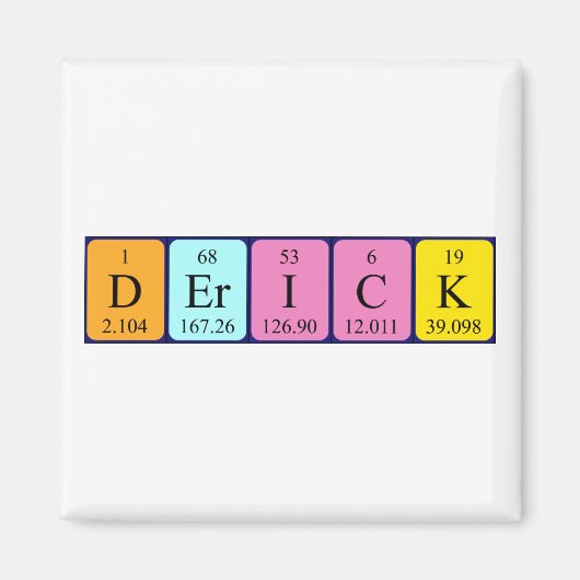 Derick periodieke table name magnet (Voorkant)