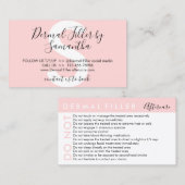 Dermal Filler vermijdt adviezen na de zorg Visitekaartje (Voorkant / Achterkant)