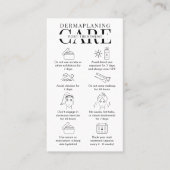 Dermaplaning Aftercare Instructies Minimale salon Visitekaartje (Voorkant)