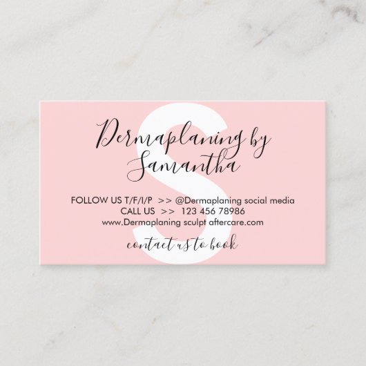 Dermaplaning Natercare Post Instruction Visitekaartje (Voorkant)