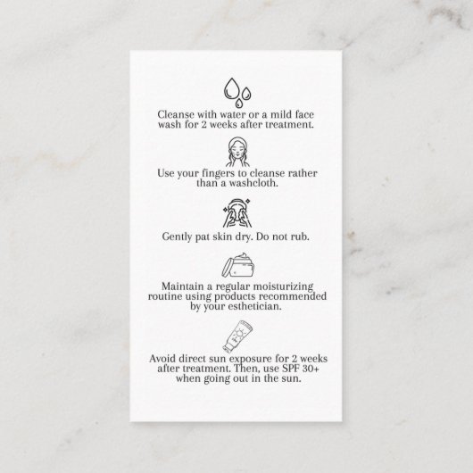 Dermaplaning nazorg Kaarten Klantenkaartje (Achterkant)