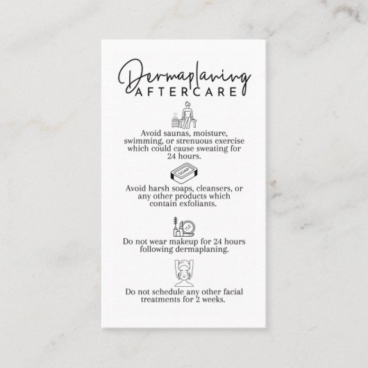 Dermaplaning nazorg Kaarten Klantenkaartje (Voorkant)