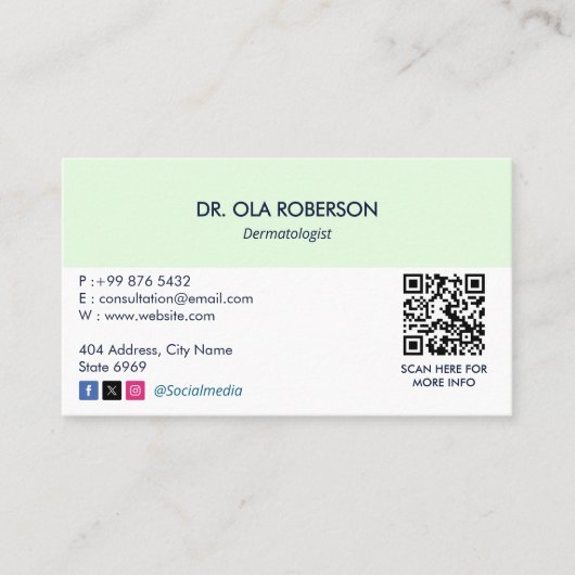 Dermatologie Clinic Business | Schone afspraak Visitekaartje (Voorkant)