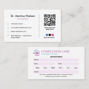 Dermatologie Clinic Business   Schone afspraak Visitekaartje