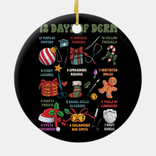 Dermatologie Verpleegster Vrolijk Kerstfeest 12 da Keramisch Ornament (Achterkant)