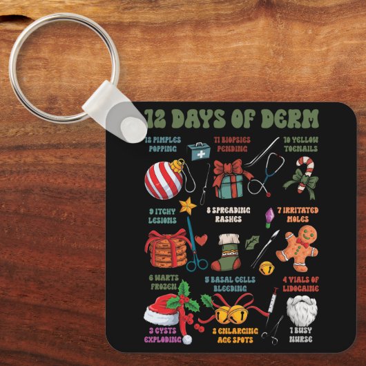 Dermatologie Verpleegster Vrolijk Kerstfeest 12 da Sleutelhanger (Voorkant)